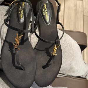 Gently Used Saint Laurent Black and Gold Sandals